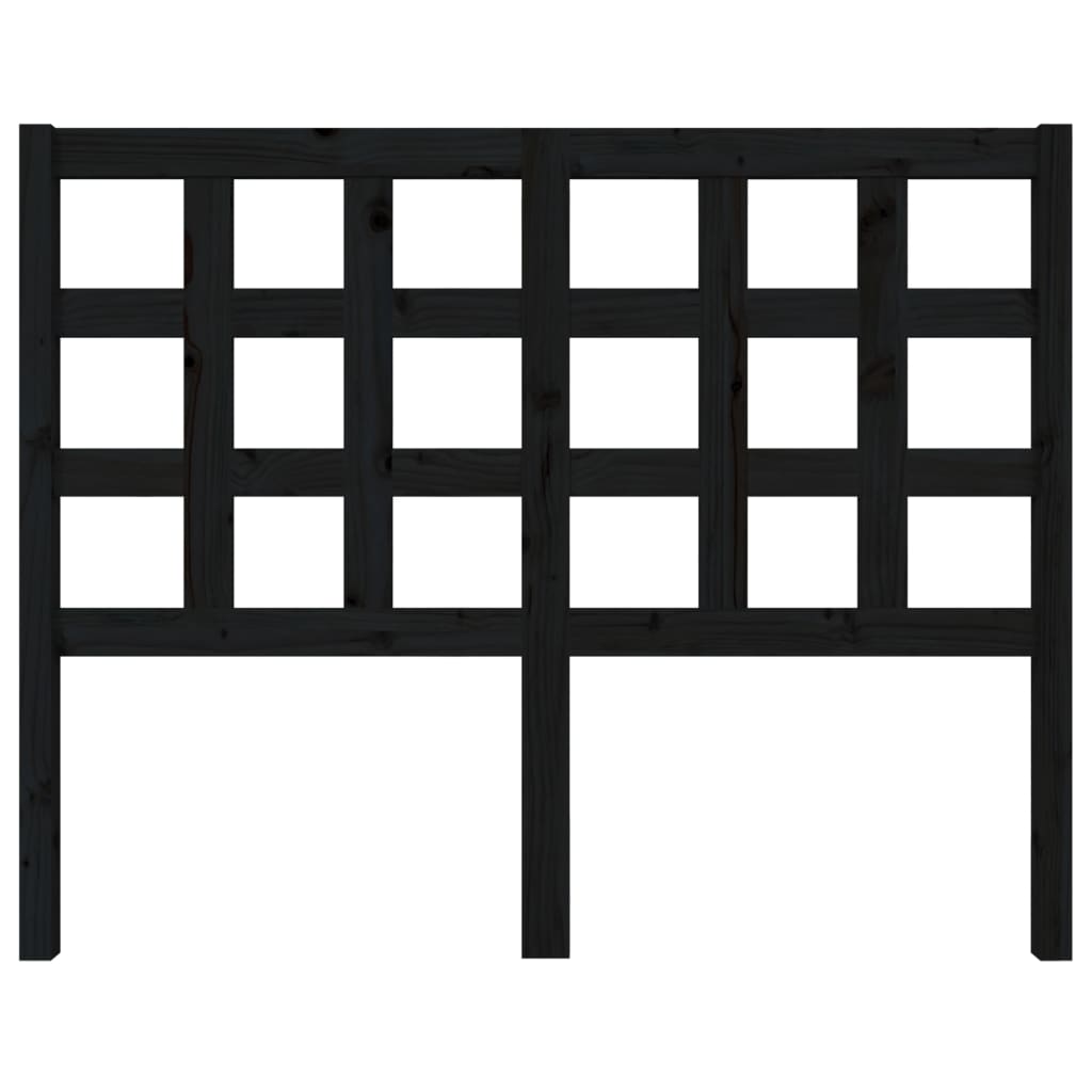 fekete tömör fenyőfa ágyfejtámla 125,5 x 4 x 100 cm