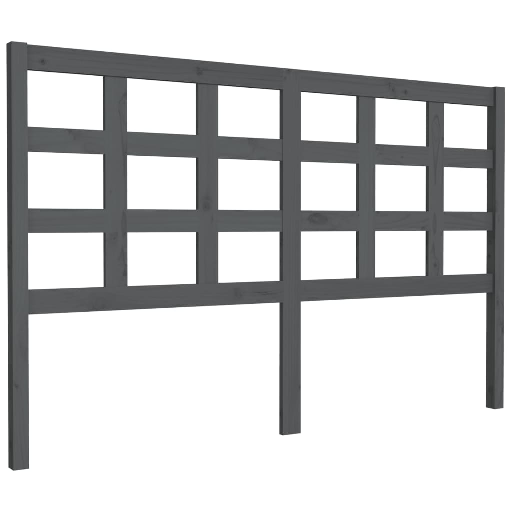 szürke tömör fenyőfa ágyfejtámla 156 x 4 x 100 cm