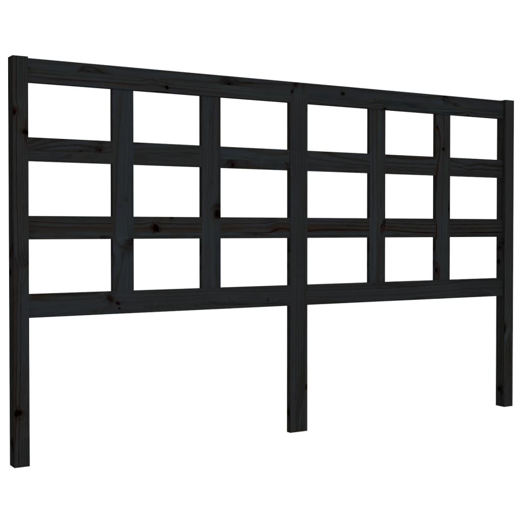 fekete tömör fenyőfa ágyfejtámla 165,5 x 4 x 100 cm