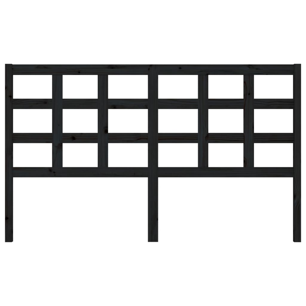 fekete tömör fenyőfa ágyfejtámla 165,5 x 4 x 100 cm