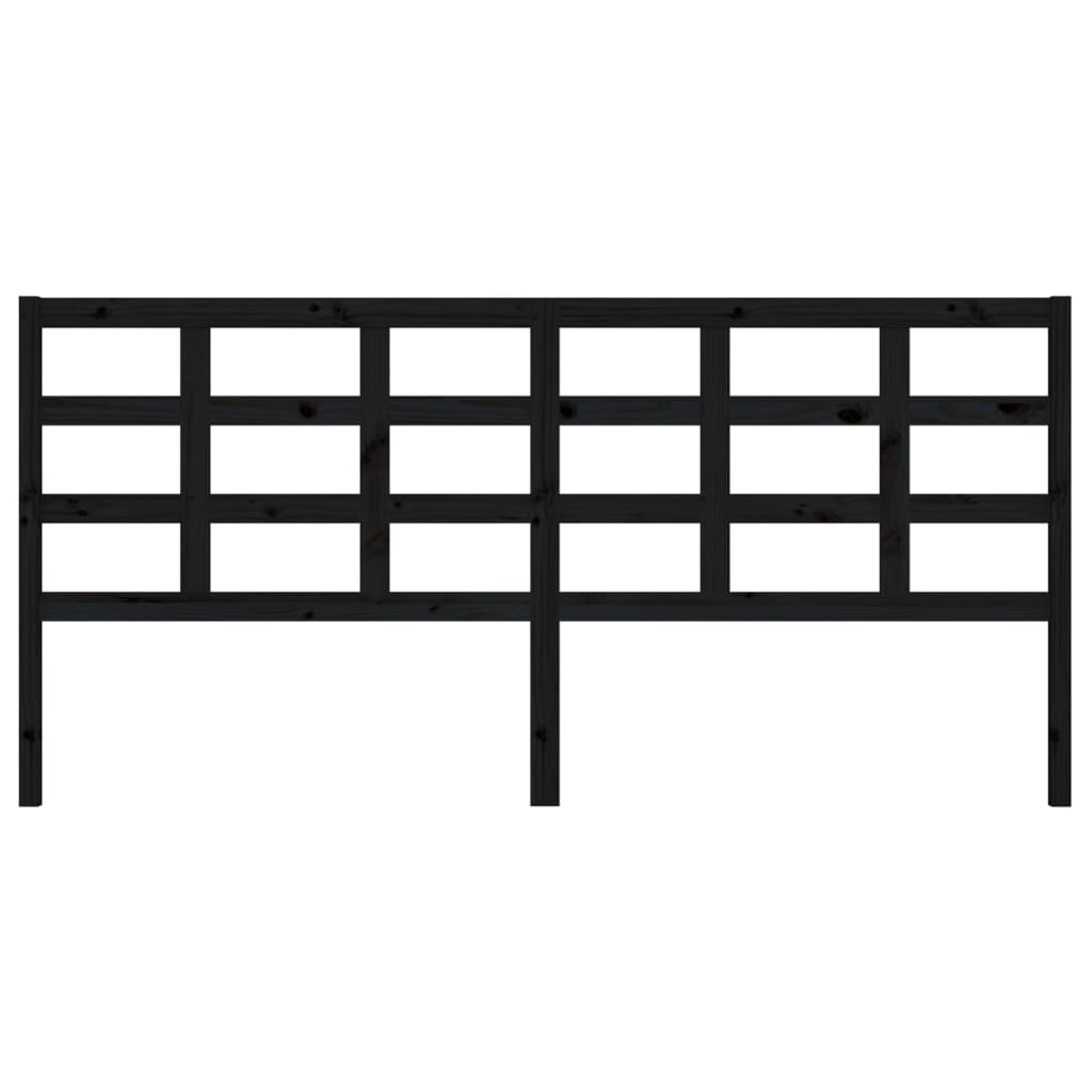 fekete tömör fenyőfa ágyfejtámla 205,5 x 4 x 100 cm