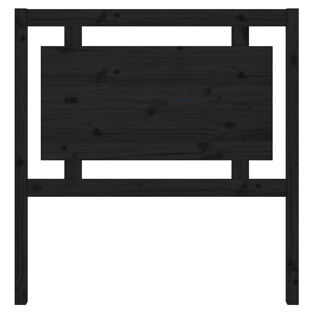 fekete tömör fenyőfa ágyfejtámla 95,5 x 4 x 100 cm