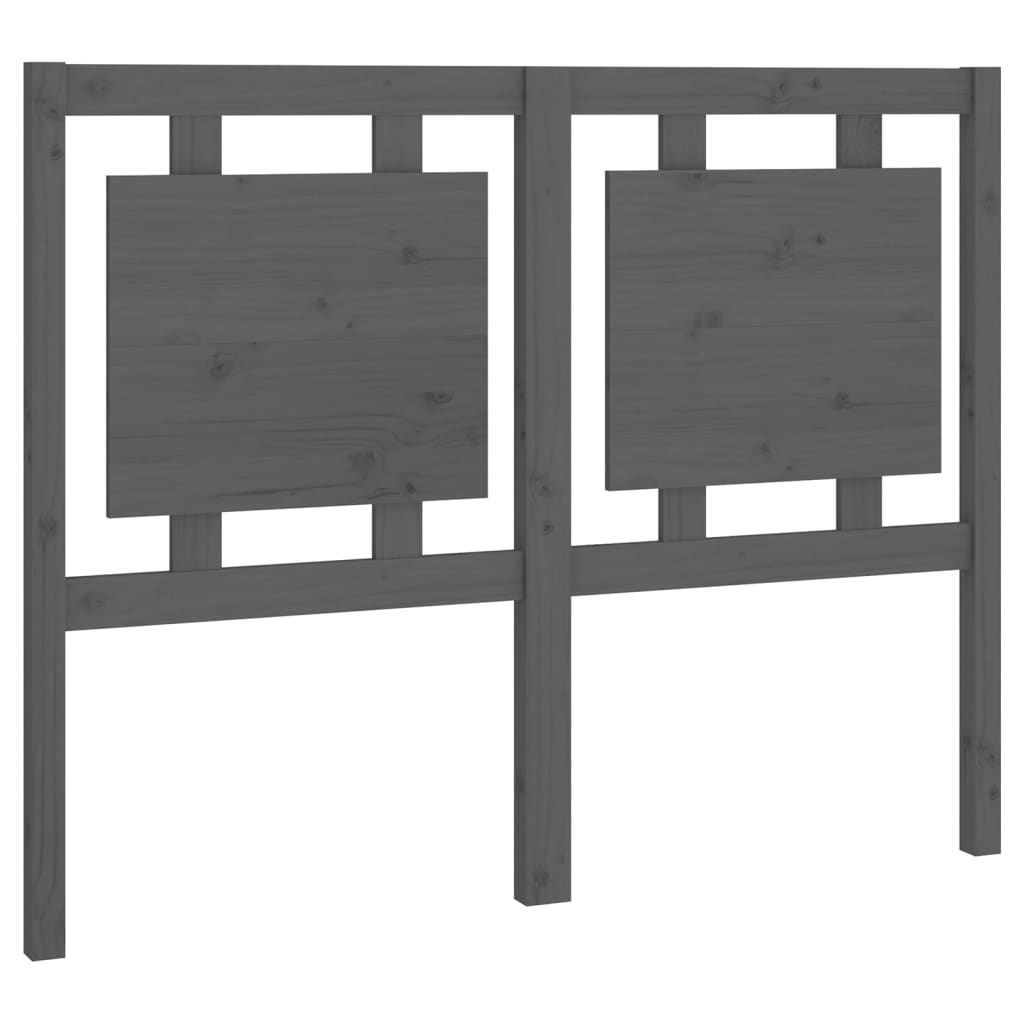 szürke tömör fenyőfa ágyfejtámla 125,5 x 4 x 100 cm