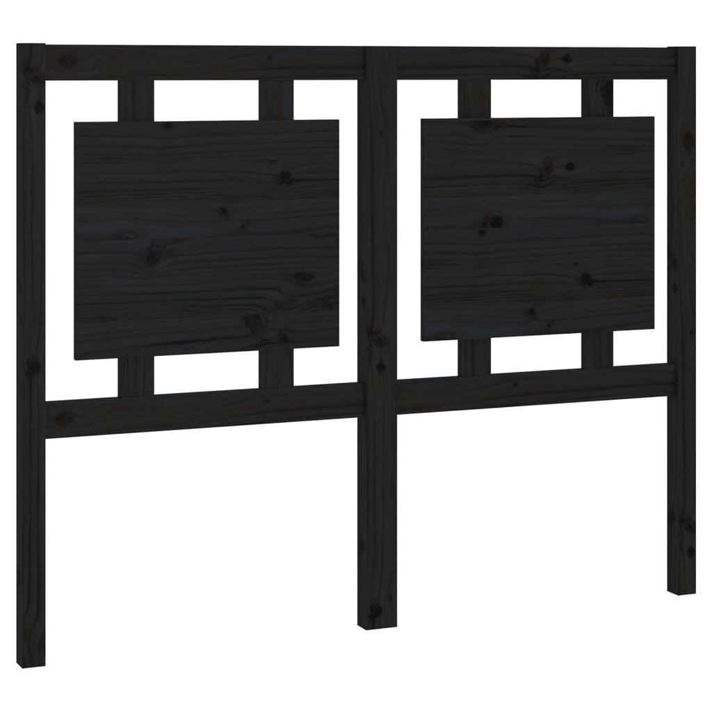 fekete tömör fenyőfa ágyfejtámla 125,5 x 4 x 100 cm