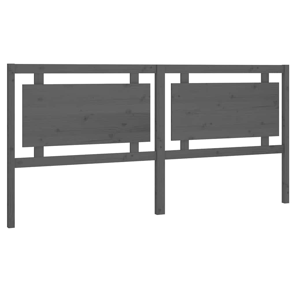 szürke tömör fenyőfa ágyfejtámla 205,5 x 4 x 100 cm