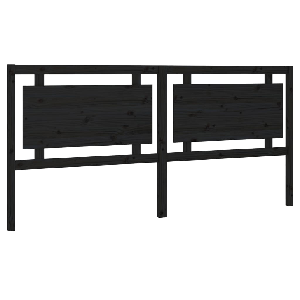 fekete tömör fenyőfa ágyfejtámla 205,5 x 4 x 100 cm