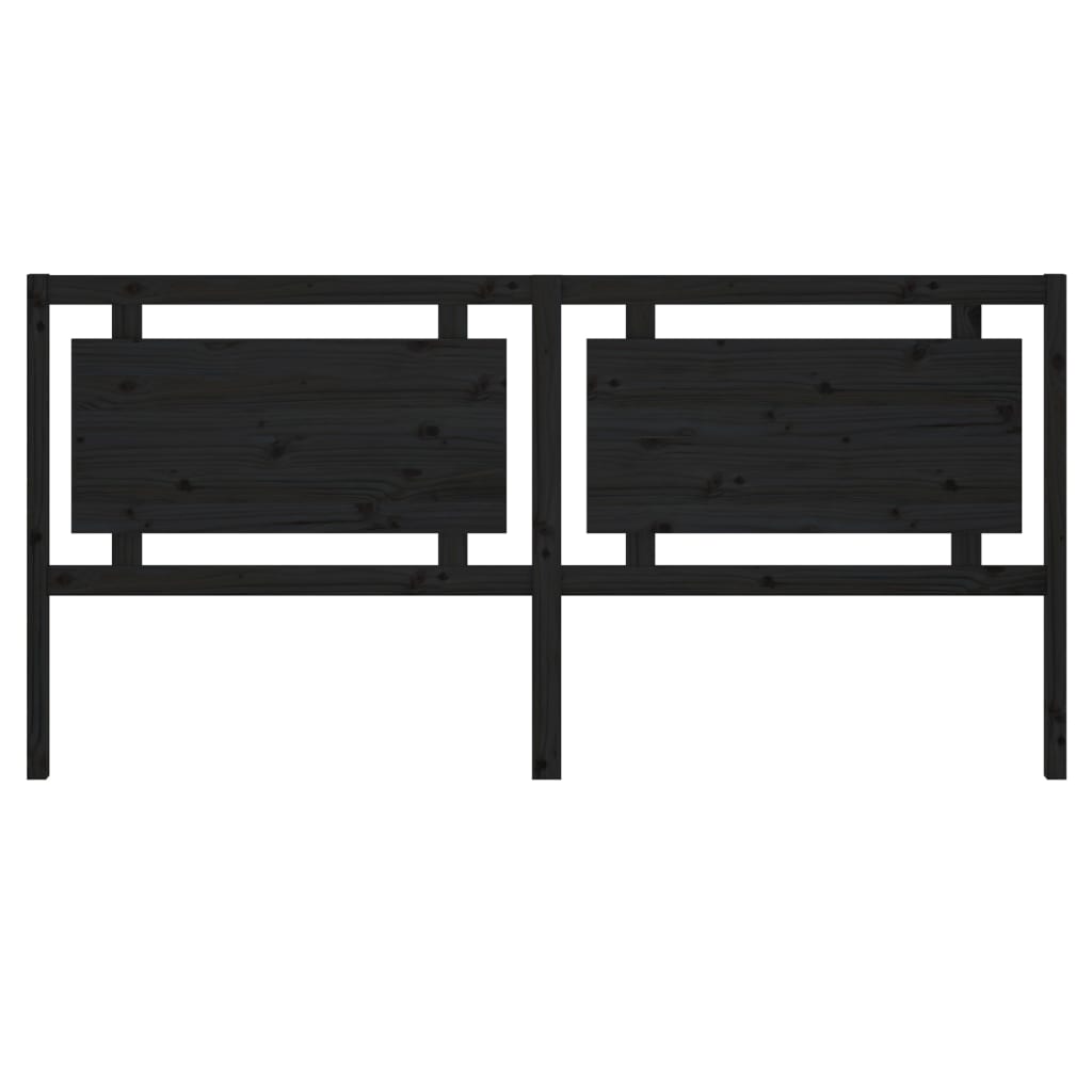 fekete tömör fenyőfa ágyfejtámla 205,5 x 4 x 100 cm