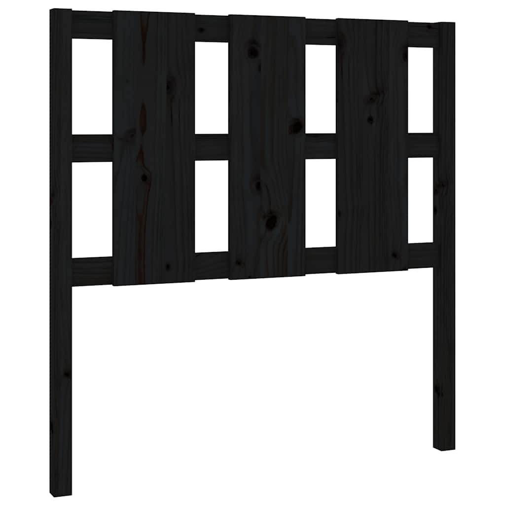 fekete tömör fenyőfa ágyfejtámla 105,5 x 4 x 100 cm