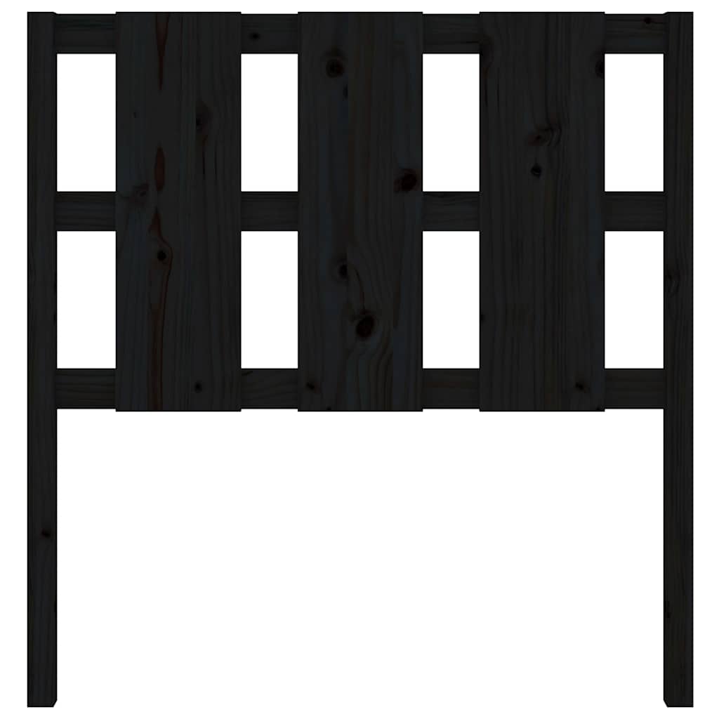 fekete tömör fenyőfa ágyfejtámla 105,5 x 4 x 100 cm