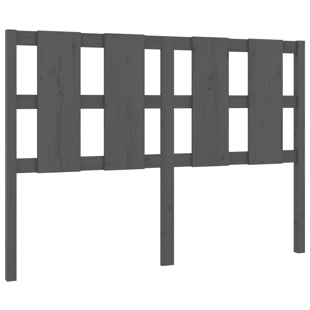 szürke tömör fenyőfa ágyfejtámla 125,5 x 4 x 100 cm