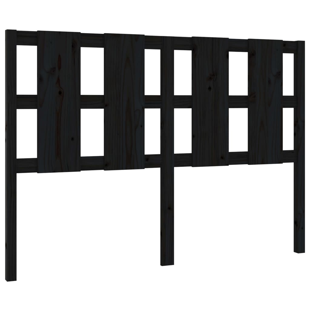 fekete tömör fenyőfa ágyfejtámla 125,5 x 4 x 100 cm