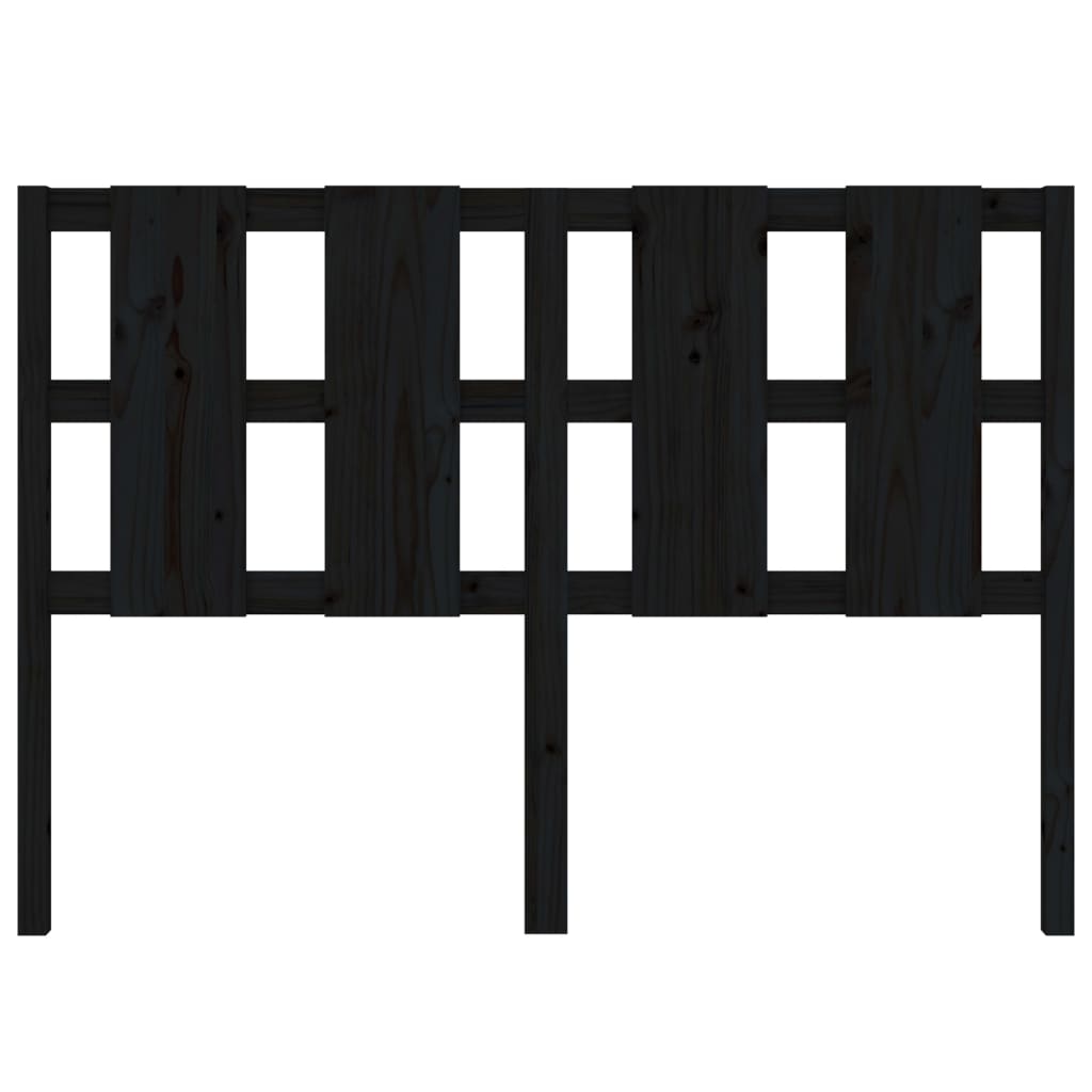 fekete tömör fenyőfa ágyfejtámla 125,5 x 4 x 100 cm