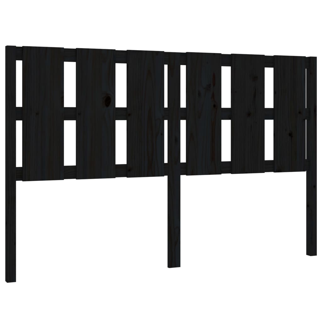 fekete tömör fenyőfa ágyfejtámla 155,5x4x100 cm