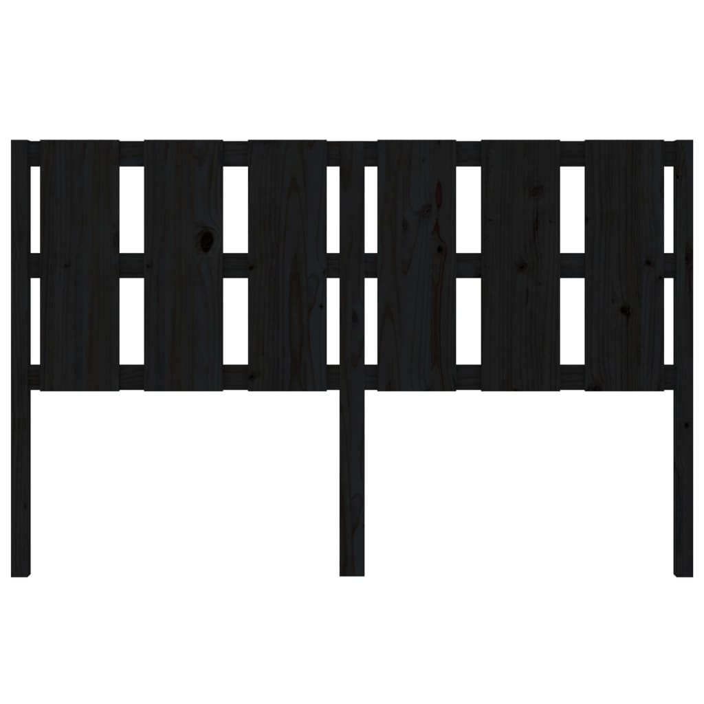 fekete tömör fenyőfa ágyfejtámla 155,5x4x100 cm