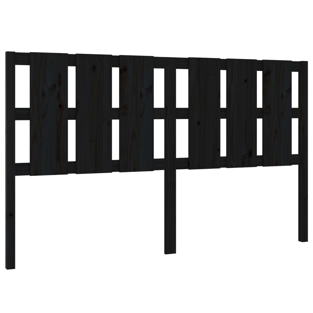 fekete tömör fenyőfa ágyfejtámla 165,5 x 4 x 100 cm