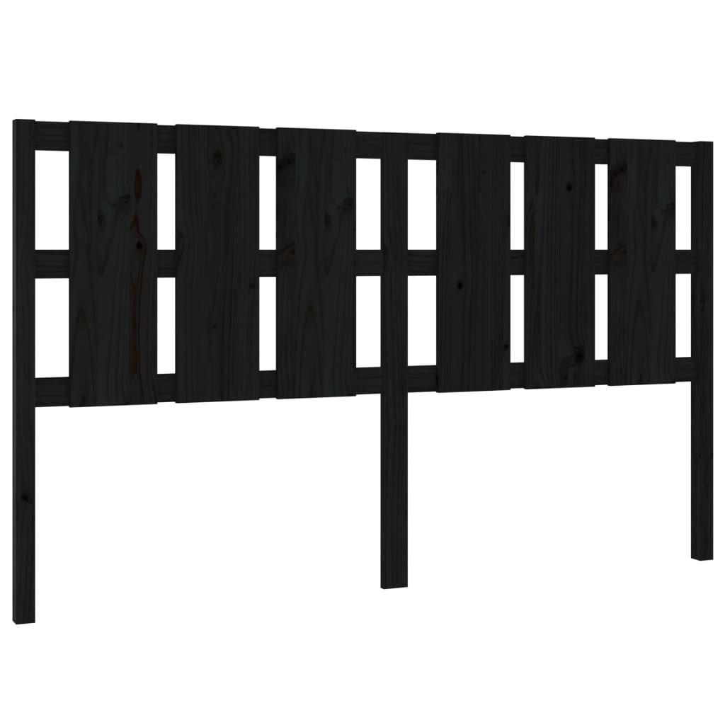 fekete tömör fenyőfa ágyfejtámla 185,5 x4x100 cm