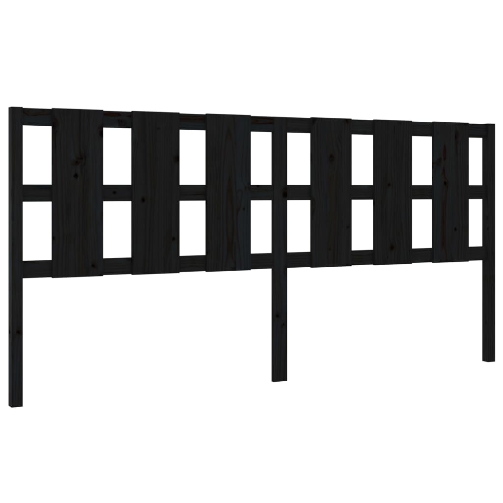 fekete tömör fenyőfa ágyfejtámla 205,5 x 4 x 100 cm