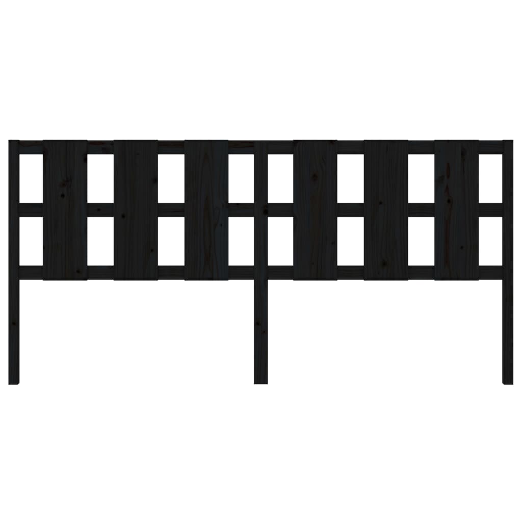 fekete tömör fenyőfa ágyfejtámla 205,5 x 4 x 100 cm