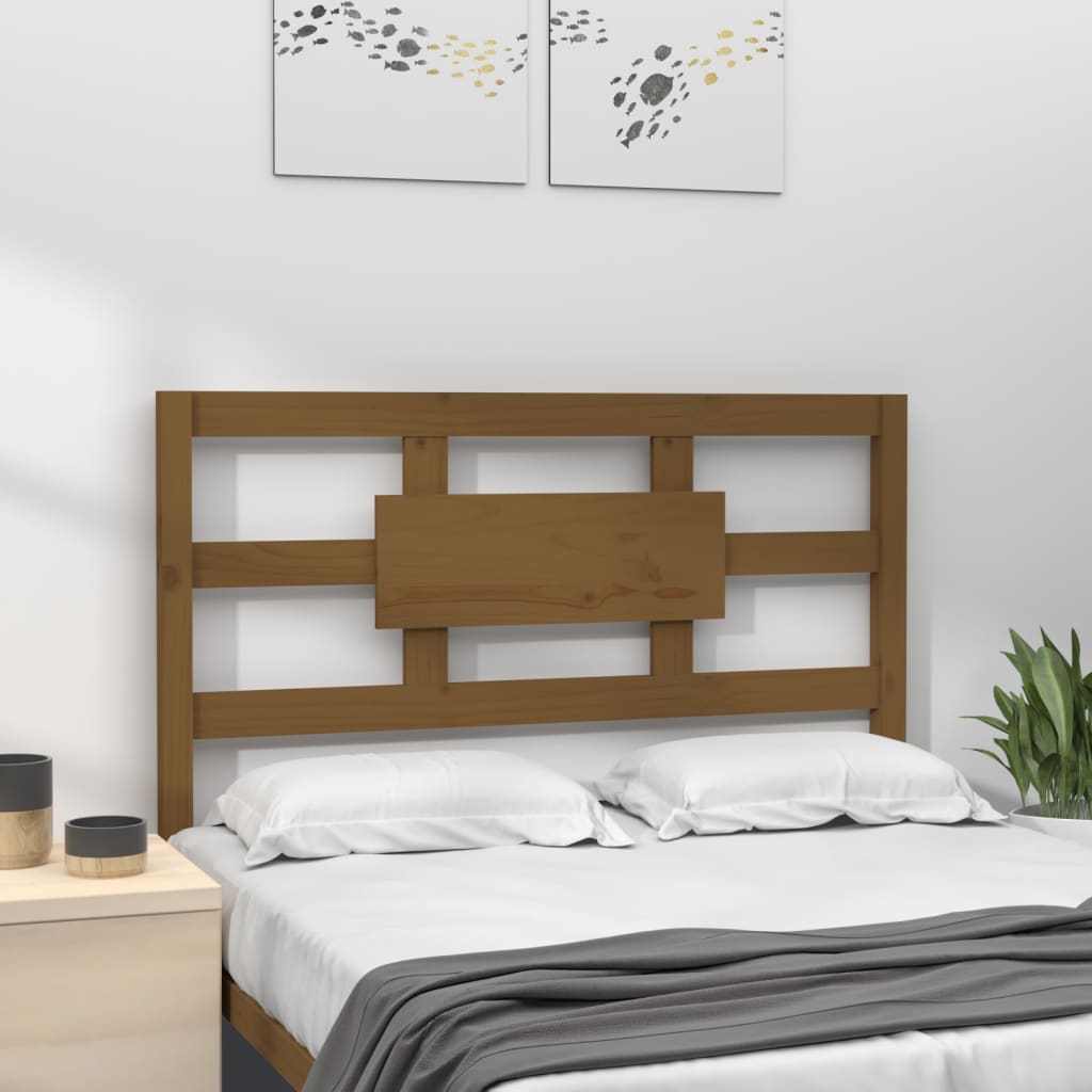 mézbarna tömör fenyőfa ágyfejtámla 95,5x4x100 cm