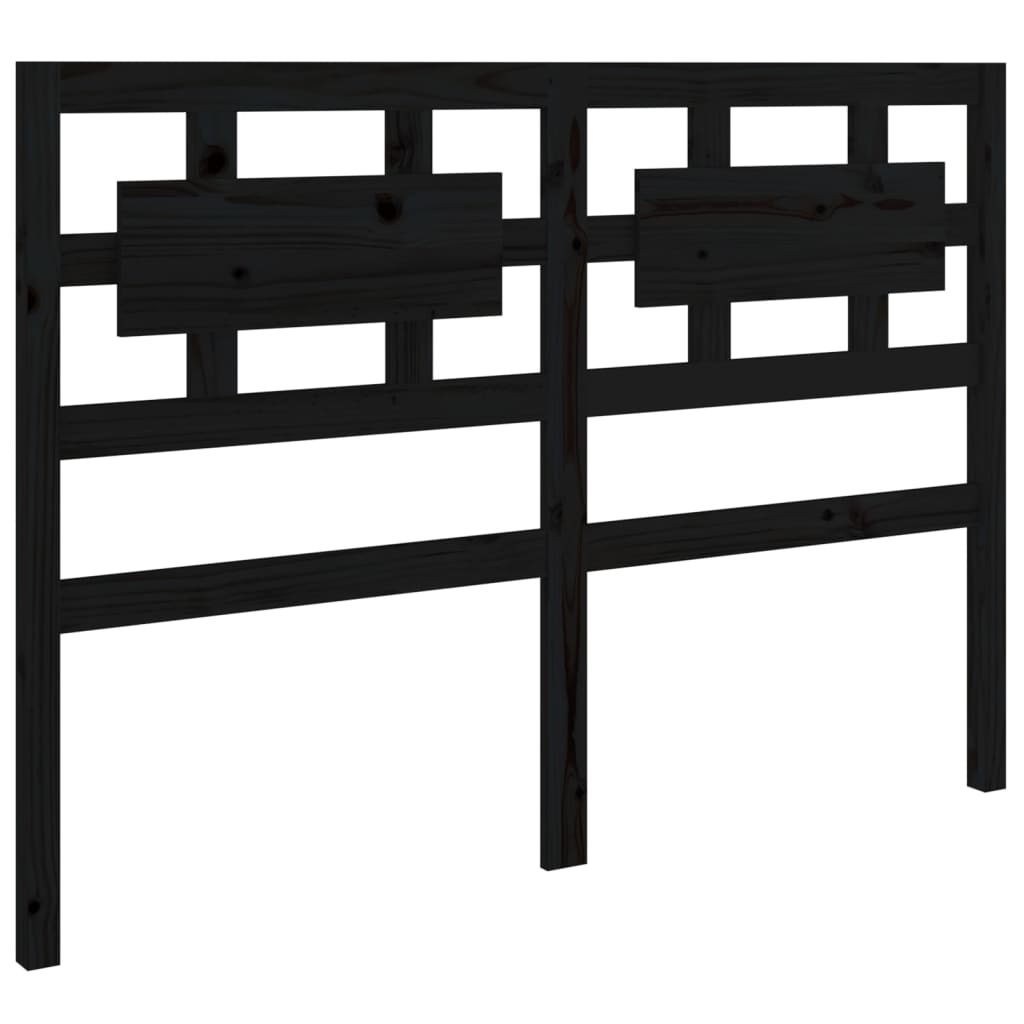 fekete tömör fenyőfa ágyfejtámla 125,5 x 4 x 100 cm