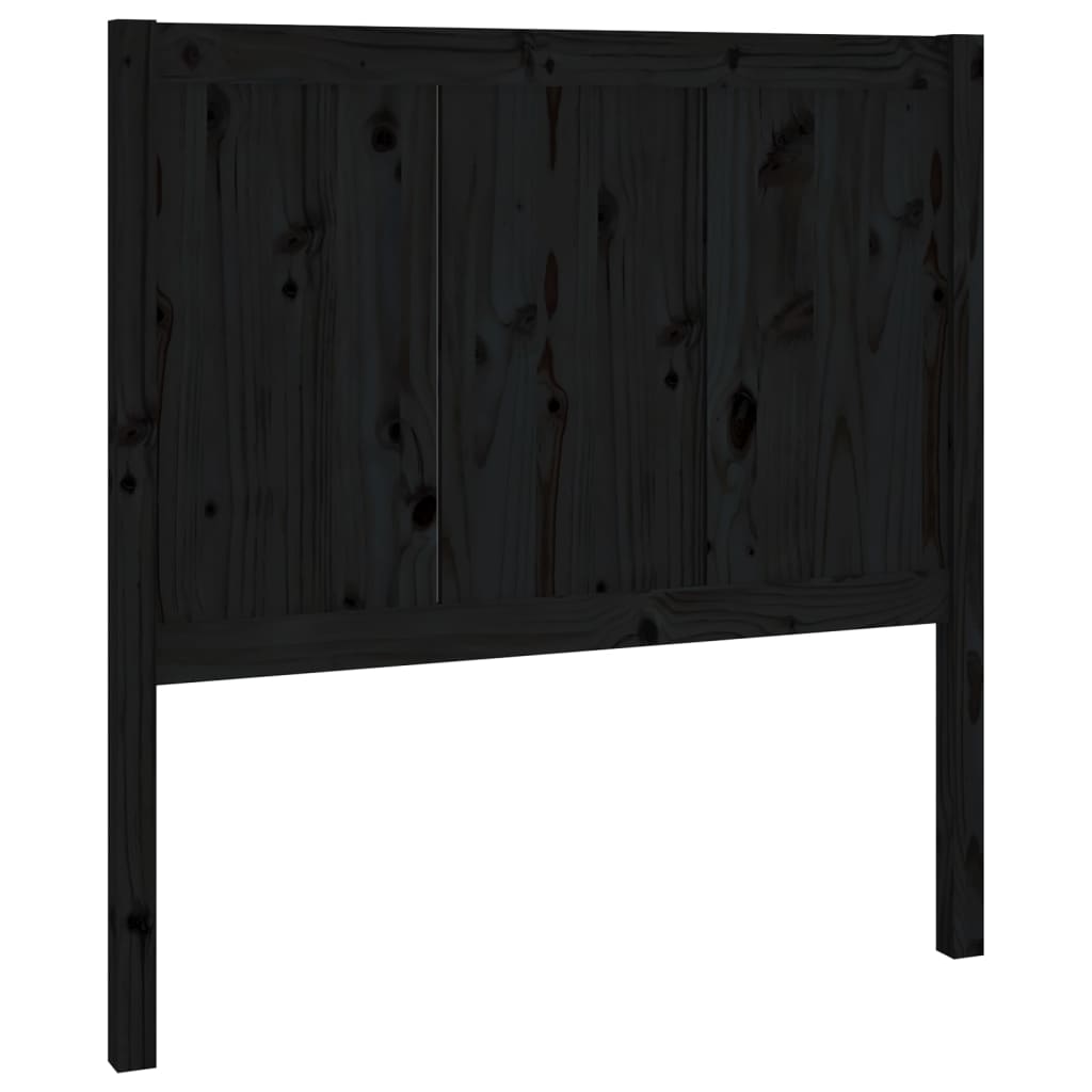 fekete tömör fenyőfa ágyfejtámla 95,5 x 4 x 100 cm