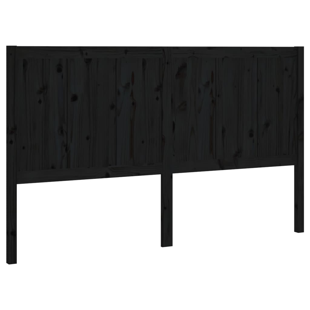 fekete tömör fenyőfa ágyfejtámla 125,5 x 4 x 100 cm