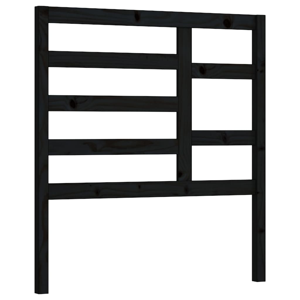 fekete tömör fenyőfa ágyfejtámla 81 x 4 x 104 cm