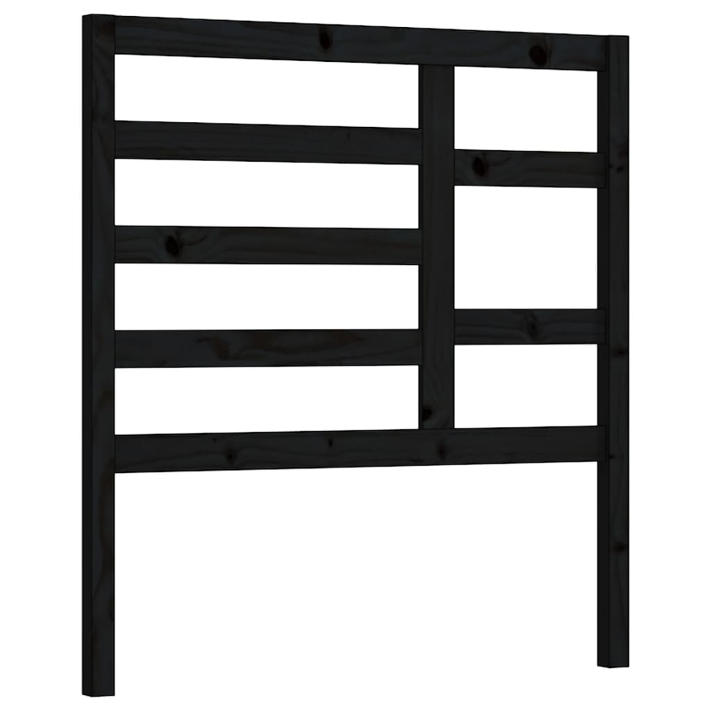 fekete tömör fenyőfa ágyfejtámla 106 x 4 x 104 cm