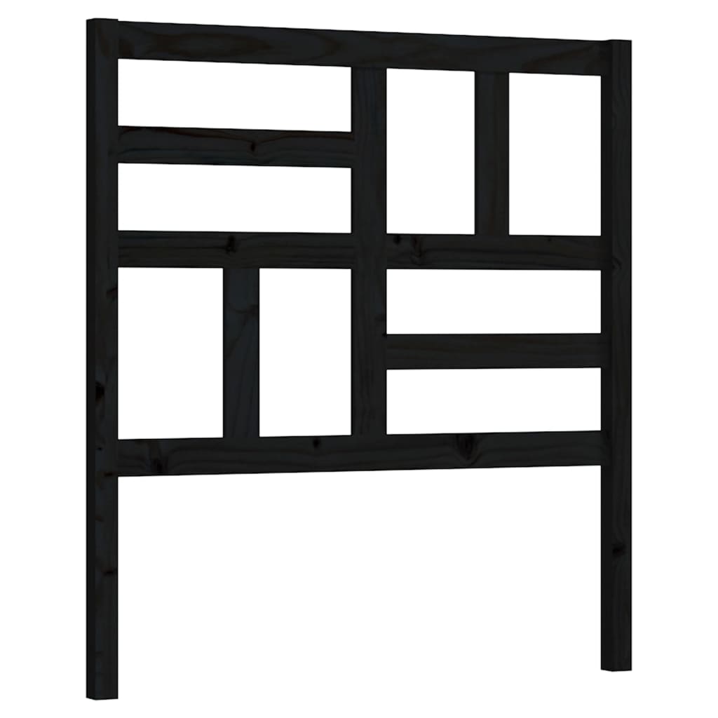 fekete tömör fenyőfa ágyfejtámla 96 x 4 x 104 cm