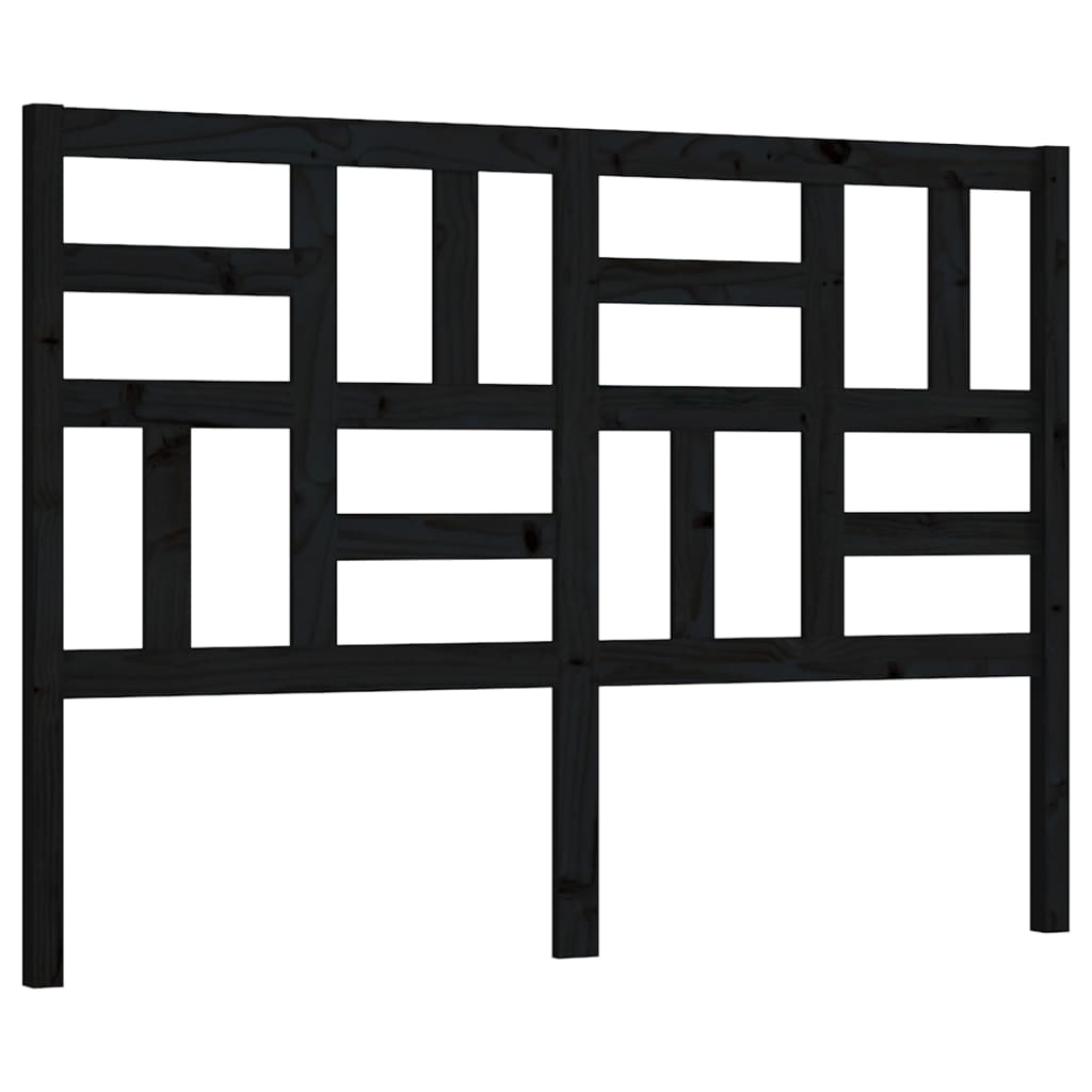 fekete tömör fenyőfa ágyfejtámla 126x4x104 cm