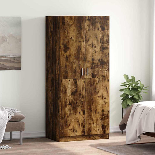 füstös tölgy színű szerelt fa ruhásszekrény 80 x 52 x 180 cm