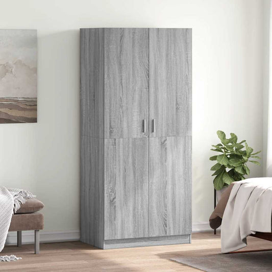 szürke sonoma színű szerelt fa ruhásszekrény 80 x 52 x 180 cm