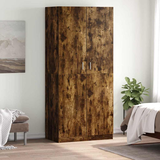 füstös tölgy színű szerelt fa ruhásszekrény 80 x 52 x 180 cm