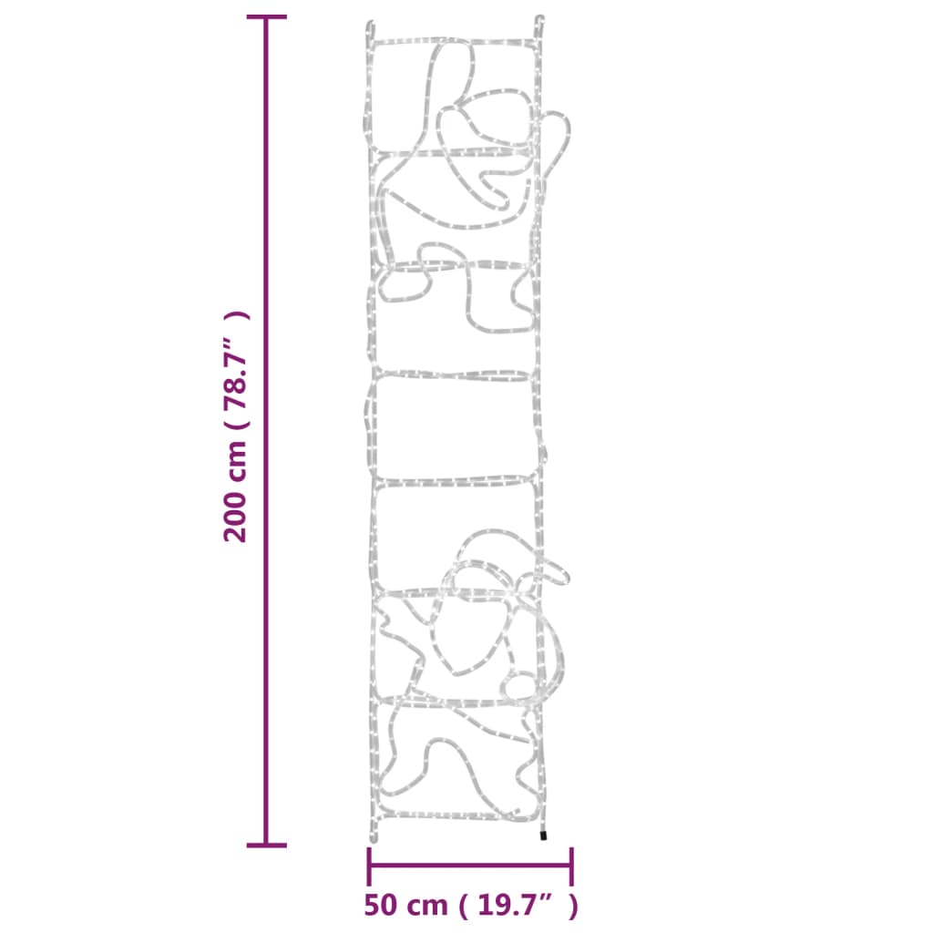 összecsukható Mikulás a létrán figura 552 LED-del 50 x 200 cm