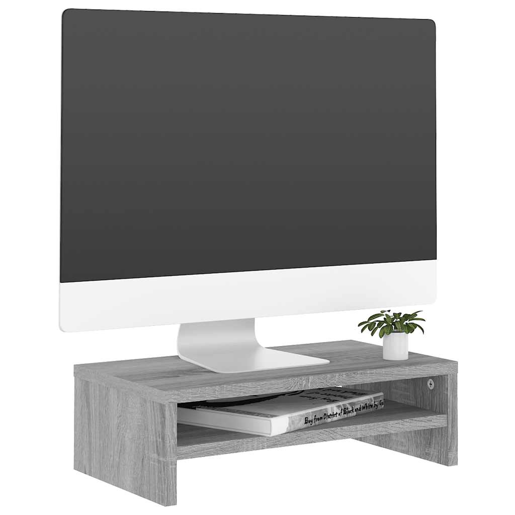 szürke sonoma színű szerelt fa monitorállvány 42x24x13 cm
