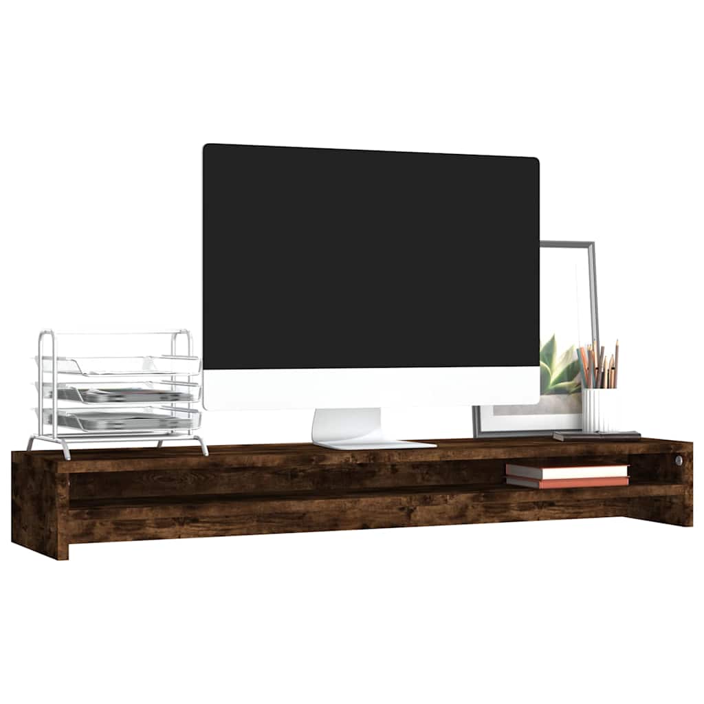 füstös tölgy színű szerelt fa monitorállvány 100 x 24 x 13 cm