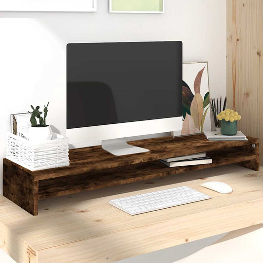 füstös tölgy színű szerelt fa monitorállvány 100 x 24 x 13 cm