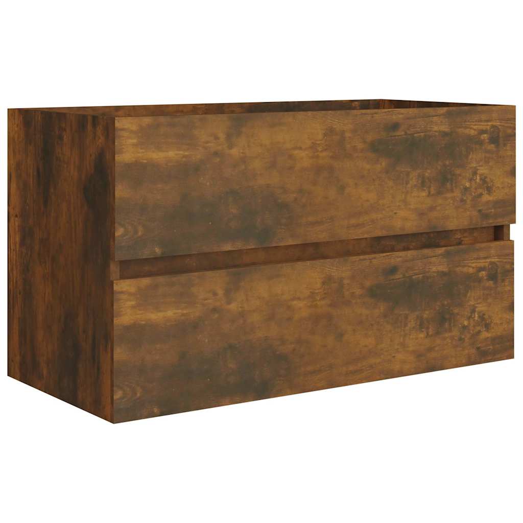 füstös tölgy színű szerelt fa mosdószekrény 80 x 38,5 x 45 cm