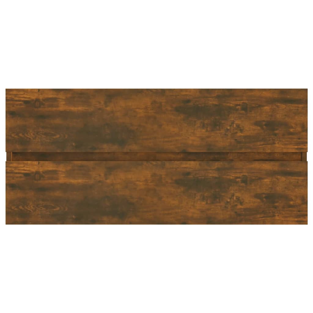 füstös tölgy színű szerelt fa mosdószekrény 100 x 38,5 x 45 cm