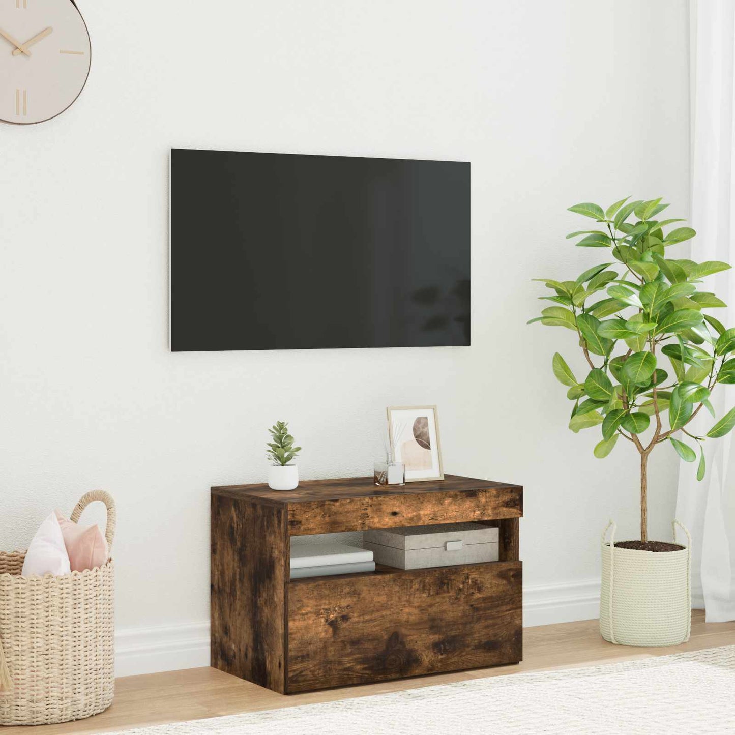 füstös tölgy színű TV-szekrény LED-világítással 60 x 35 x 40 cm