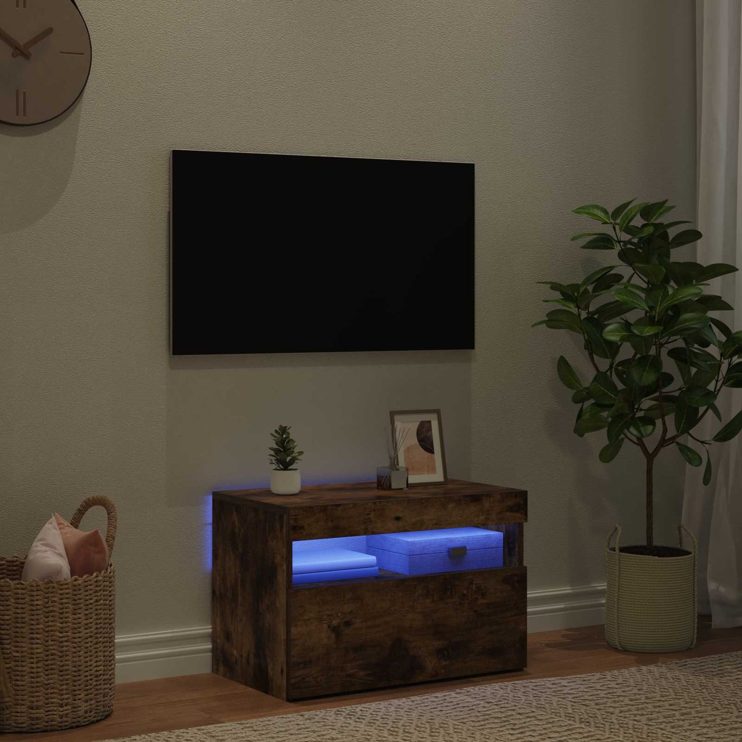 füstös tölgy színű TV-szekrény LED-világítással 60 x 35 x 40 cm