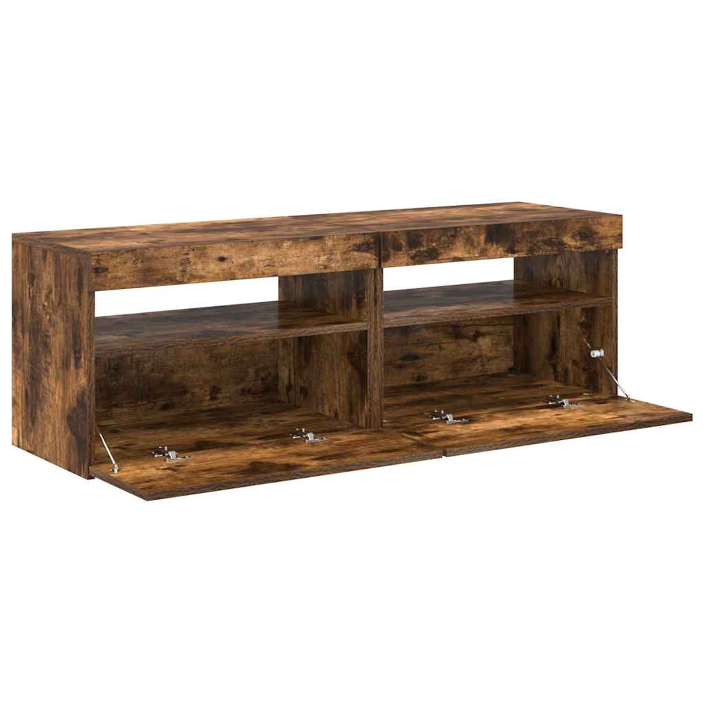 2 db barna tölgyszínű TV-szekrény LED-ekkel 60 x 35 x 40 cm
