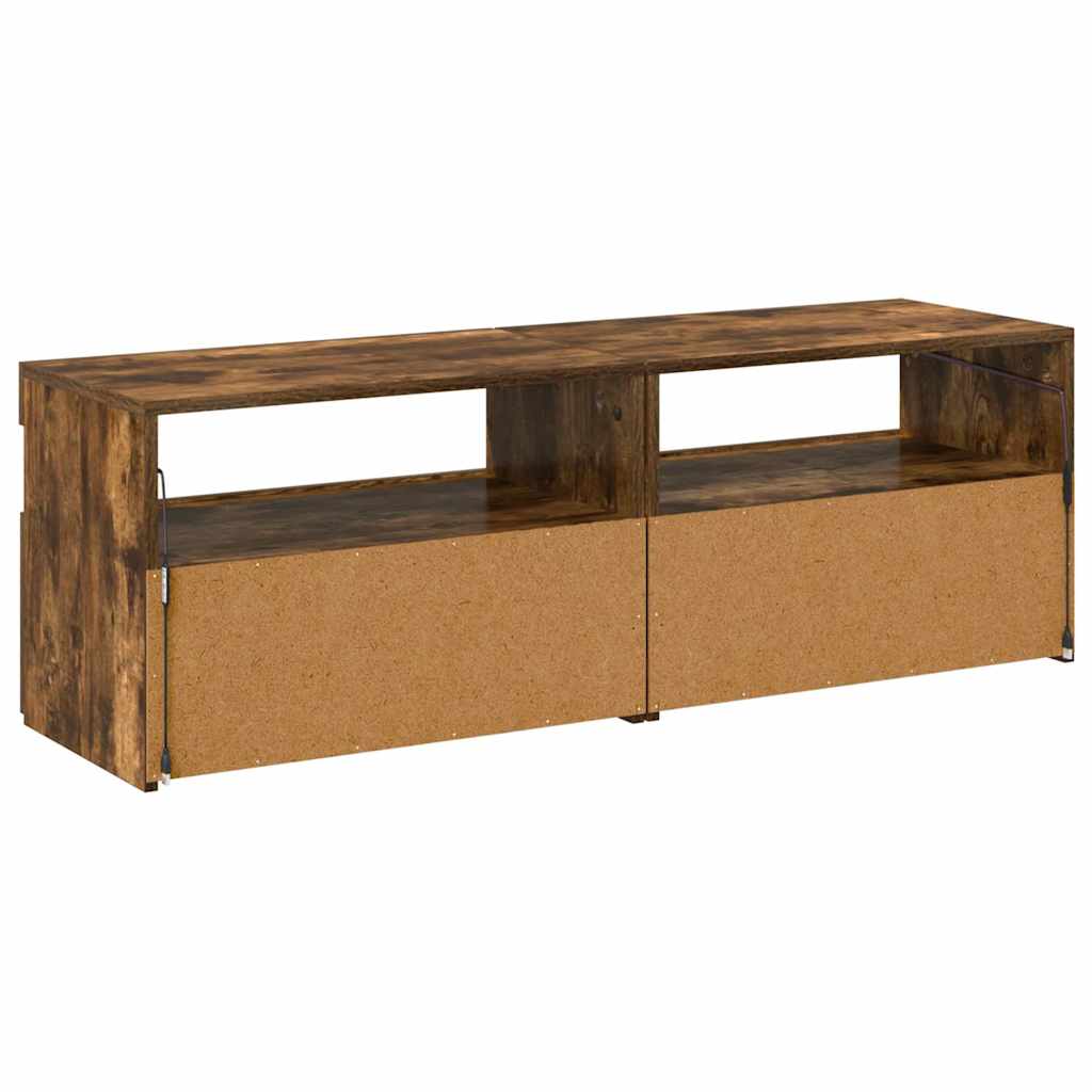 2 db barna tölgyszínű TV-szekrény LED-ekkel 60 x 35 x 40 cm