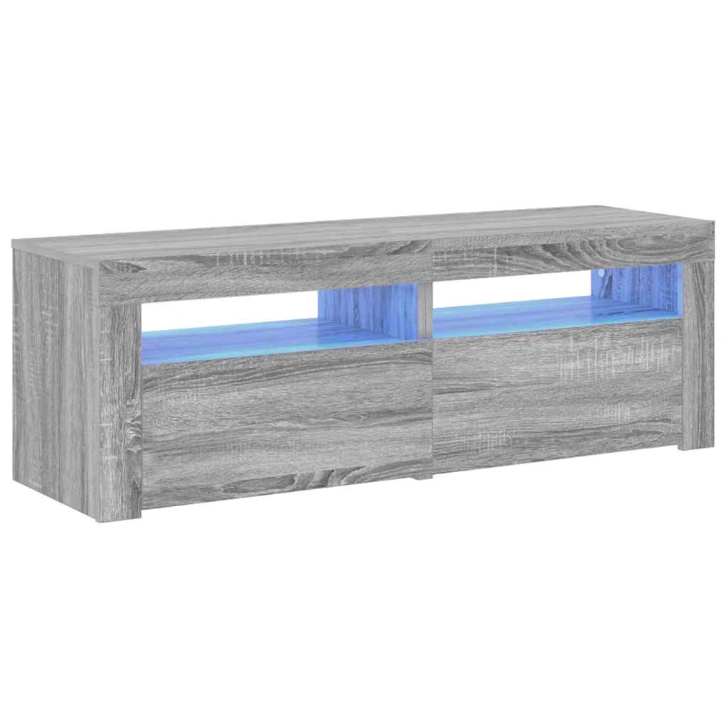 szürke sonoma színű TV-szekrény LED-lámpákkal 120 x 35 x 40 cm