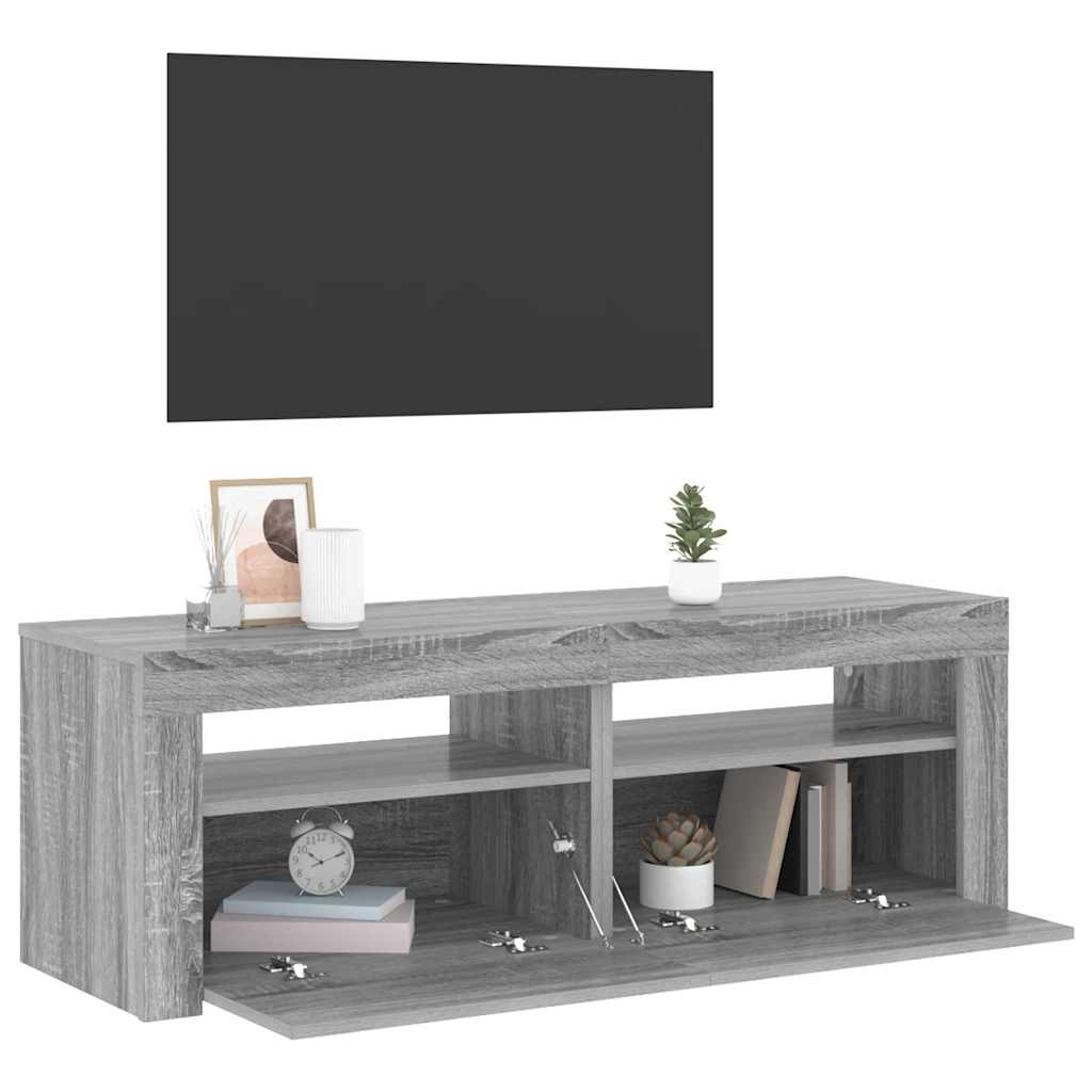 szürke sonoma színű TV-szekrény LED-lámpákkal 120 x 35 x 40 cm