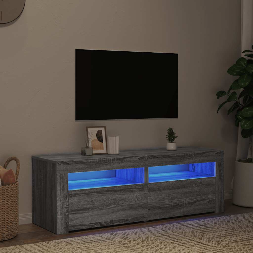 szürke sonoma színű TV-szekrény LED-lámpákkal 120 x 35 x 40 cm