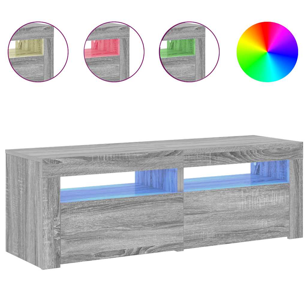 szürke sonoma színű TV-szekrény LED-lámpákkal 120 x 35 x 40 cm