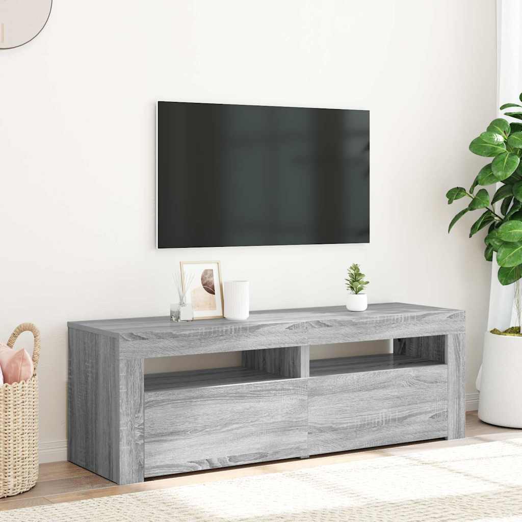 szürke sonoma színű TV-szekrény LED-lámpákkal 120 x 35 x 40 cm