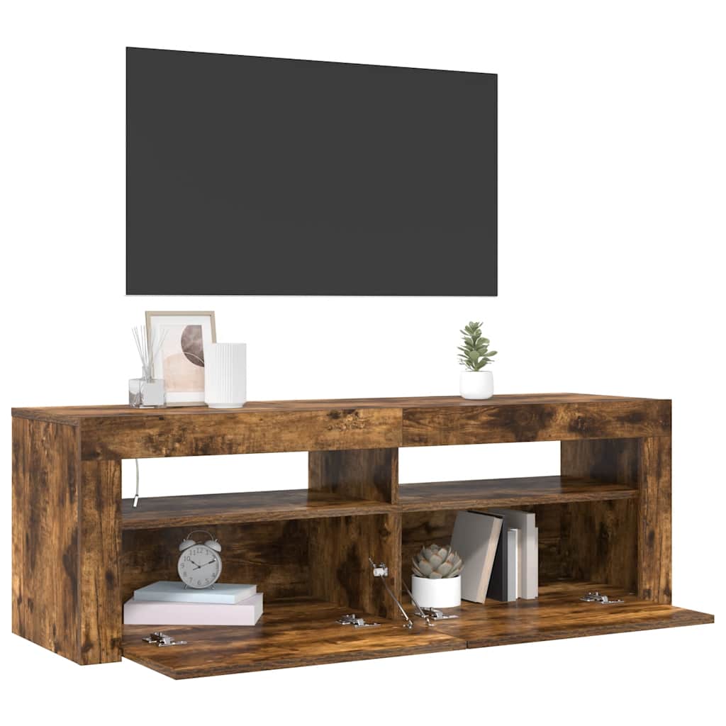 füstös tölgy színű TV-szekrény LED-ekkel 120 x 35 x 40 cm