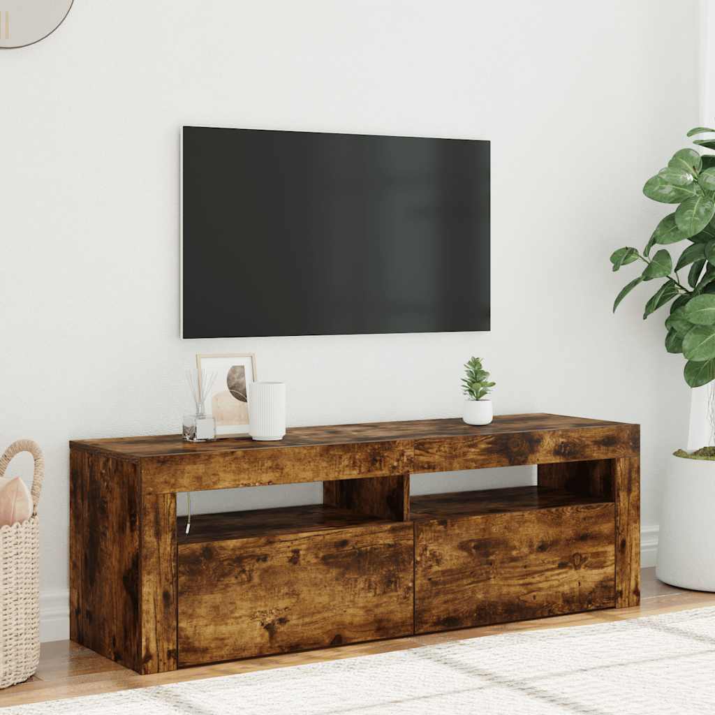 füstös tölgy színű TV-szekrény LED-ekkel 120 x 35 x 40 cm